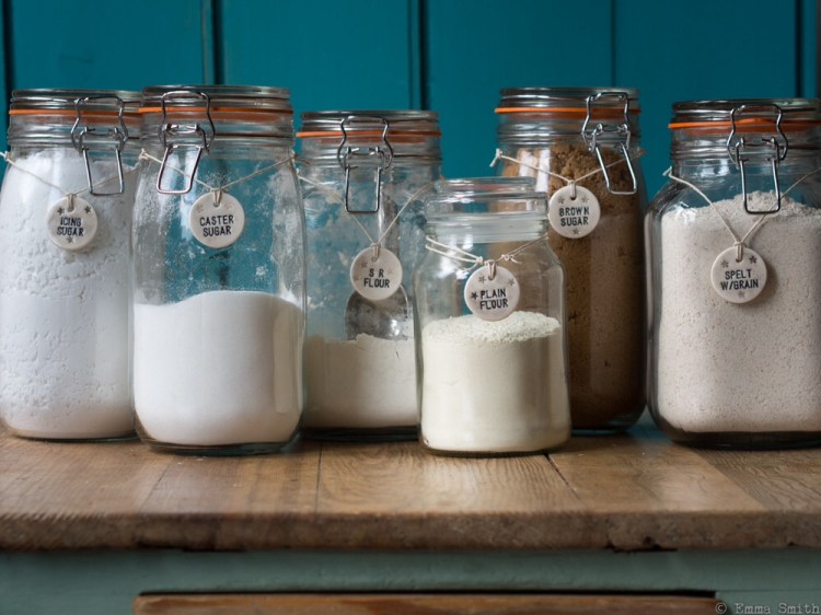 Porcelain baking labels kilner jars jo heckett